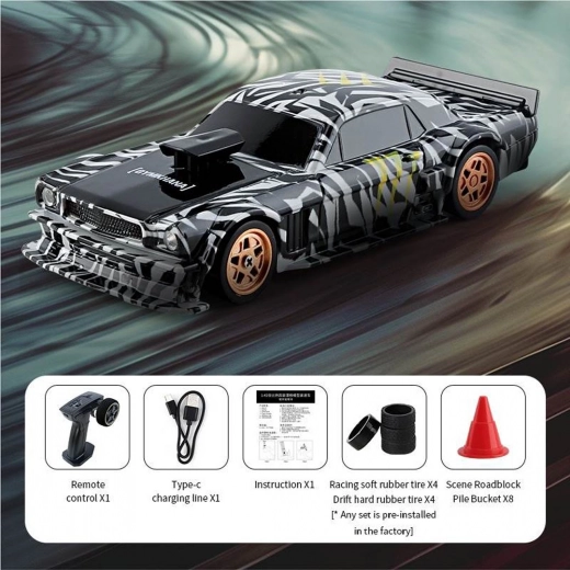 Macchinina RC da drift 1:43 verde con accessori
