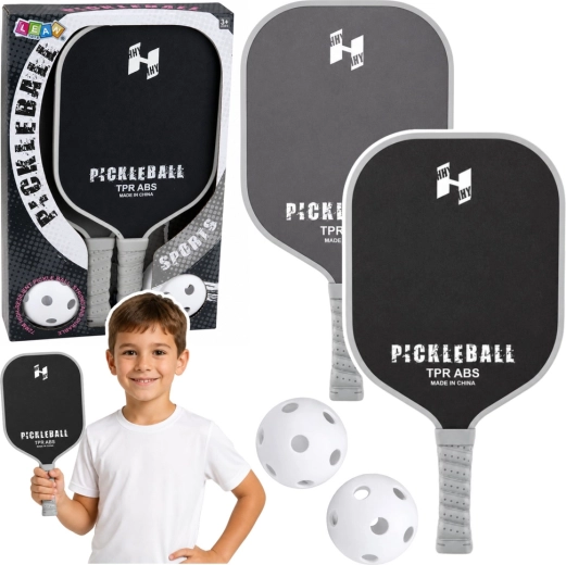 Set da pickleball: 2 racchette e 2 palline nero-grigie