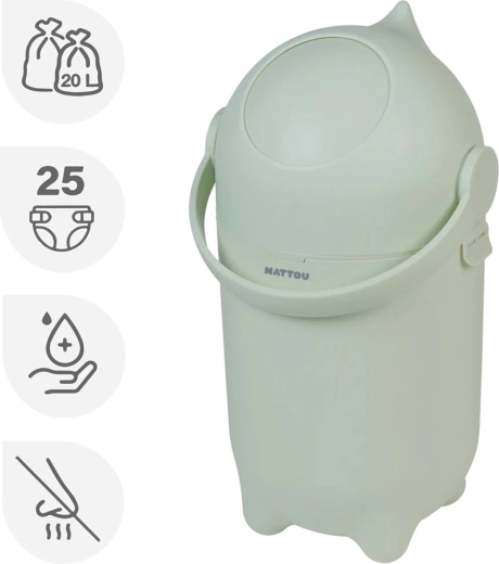 Cestino per pannolini Nattou Dropy verde 20 l