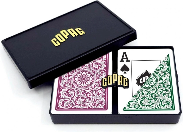 Carte da poker in PVC – 2 mazzi, verde e bordeaux, impermeabili