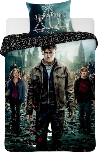 Biancheria da letto in cotone Harry Potter Doni della Morte scura 140 × 200 cm