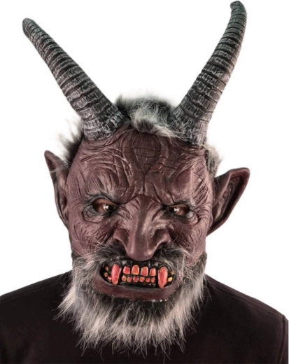 Maschera di Carnevale di Belzebù il diavolo con capelli e barba