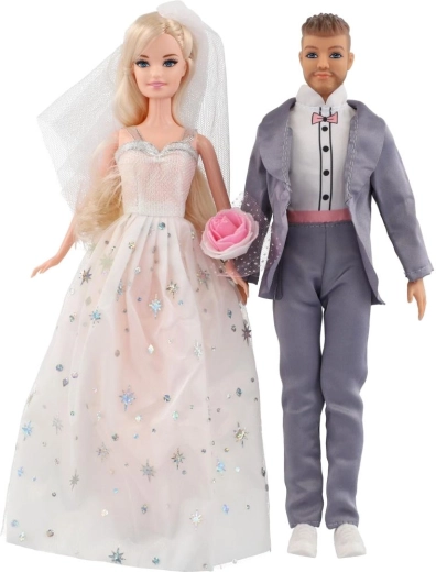 Sposa e sposo con abiti da festa