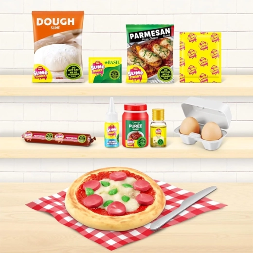 Stratificazione realistica della pizza con diverse “ingredienti”