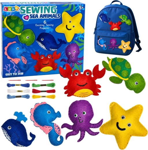 Kit creativo di cucito in feltro – animali marini (6 pz)