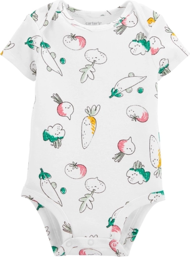 Body da bambina Carter’s a maniche corte Ivory Vegetables, taglia 56