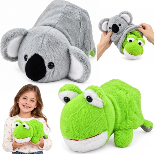 Peluche reversibile koala e rana 2 in 1, 25 cm
