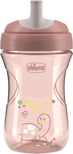 Bicchiere Chicco Advanced rosa con beccuccio a cannuccia, 266 ml