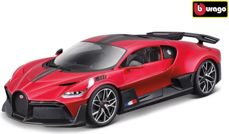 Modello di auto Bugatti Divo in scala 1:18, rosso metallizzato