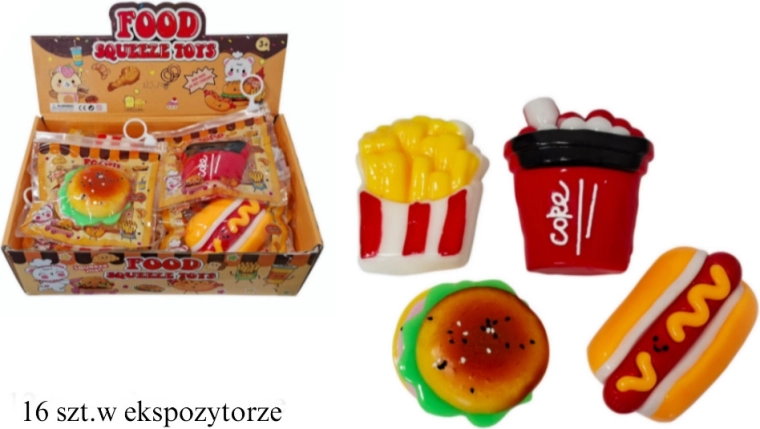Giochi antistress da spremere Fast Food Mix - 3 pezzi