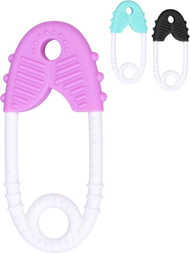 Massaggiagengive in silicone per neonati a forma di spilla da balia - 1 pezzo