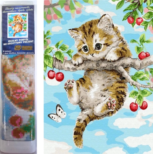 Norimpex pittura con diamanti Gattino sulla ciliegia 30 × 40 cm