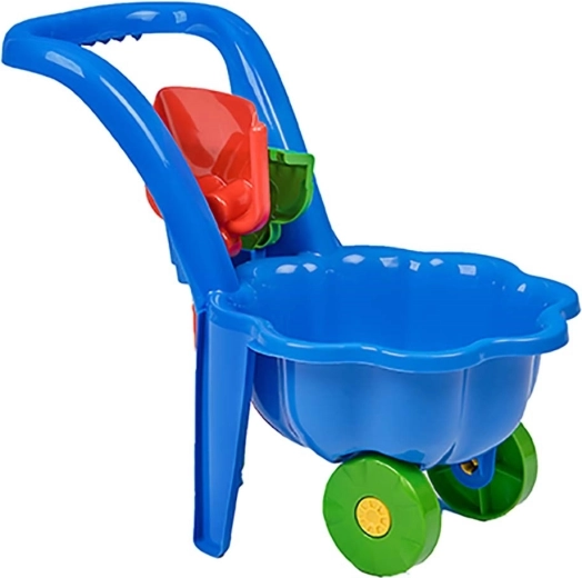 Carriola da giardino per bambini con paletta e rastrellino BAYO Margherita blu