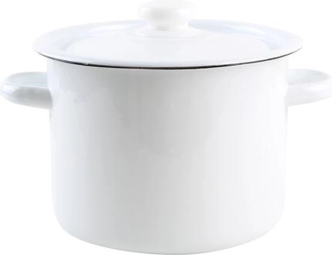 Pentola smaltata con coperchio 4,5 l – bianca