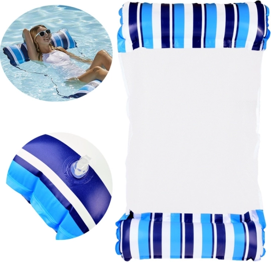 Amaca gonfiabile da piscina – materassino galleggiante blu-bianco - 1 pezzo