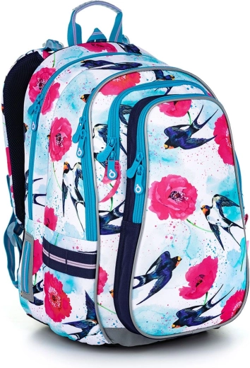 Zaino scolastico Topgal con rondini e papaveri