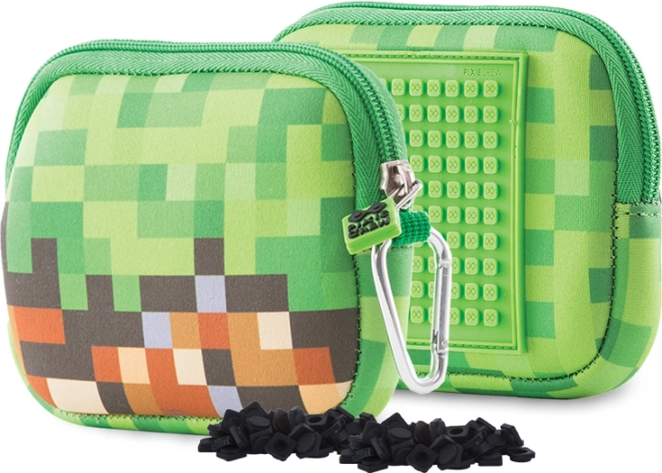 Pixie Crew astuccio universale con cerniera e pannello pixel in silicone, verde-marrone