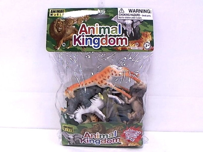 Set di statuine di animali selvatici con alberelli e rocce (10 pezzi)