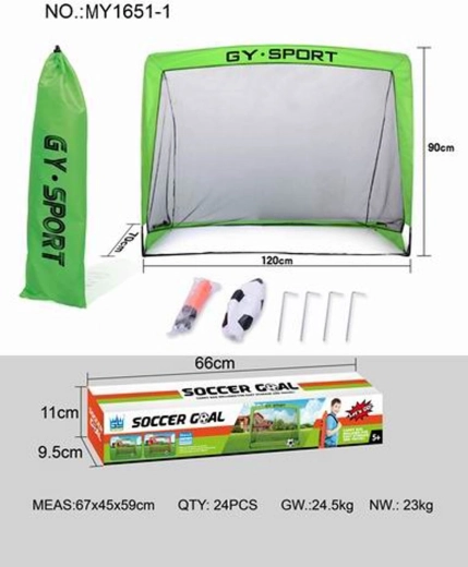 Porta da calcio pieghevole verde con accessori