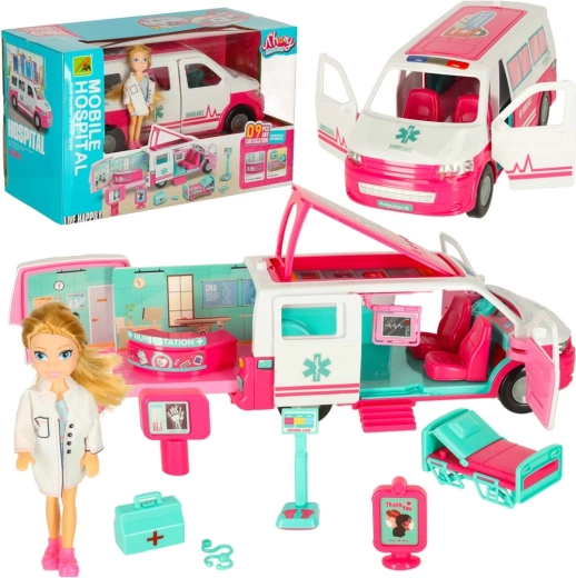 Ambulanza per bambini 2 in 1 con ospedale mobile e bambola