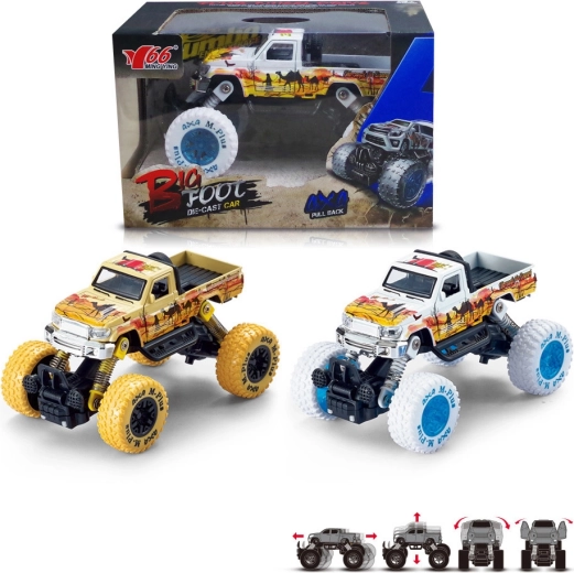 Fuoristrada Big Foot pick-up 1:30 giallo/bianco con motore a retrocarica