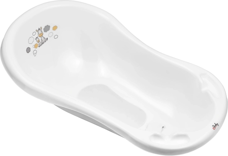 Vaschetta per bambini Maltex Zebra 84 cm bianca con tappo e inserto antiscivolo