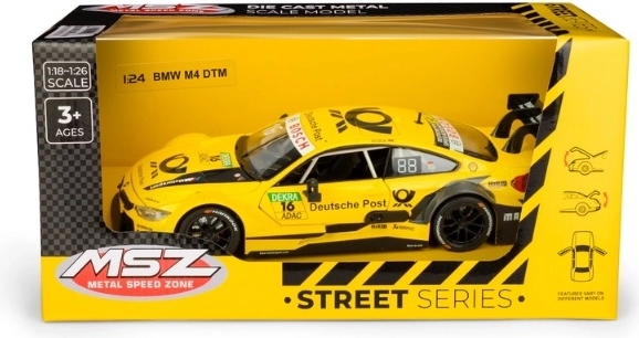 Modello di auto MSZ BMW M4 DTM giallo in scala 1:24