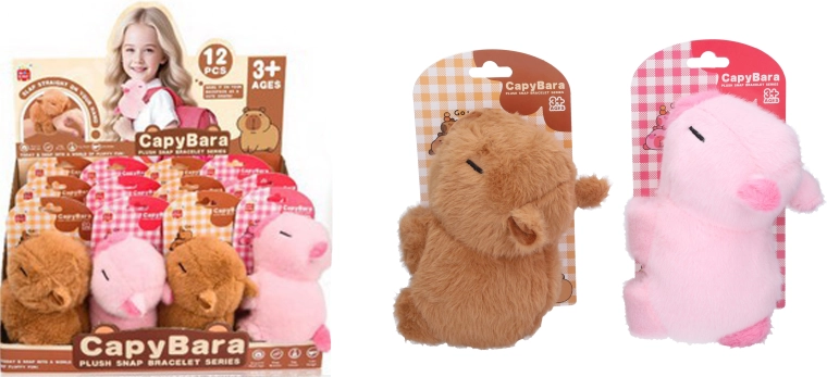 Braccialetto di peluche a forma di capibara 16 cm - 1 pezzo