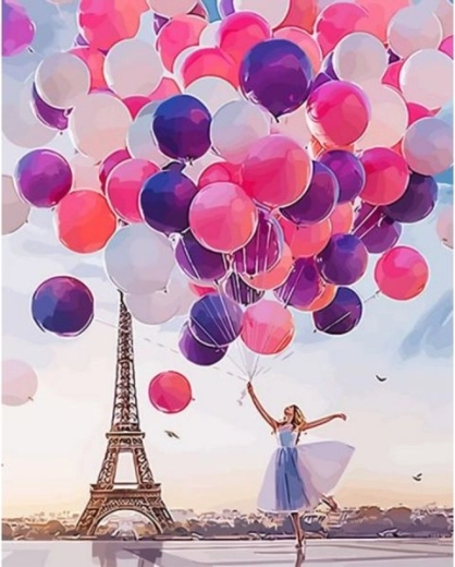 Dipinto con i numeri su telaio 40 × 50 cm – bouquet di palloncini