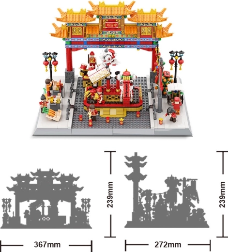 Set di costruzione del quartiere China Town, 1245 pezzi