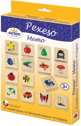 Gioco di memoria in legno Detoa con immagini, 40 tessere