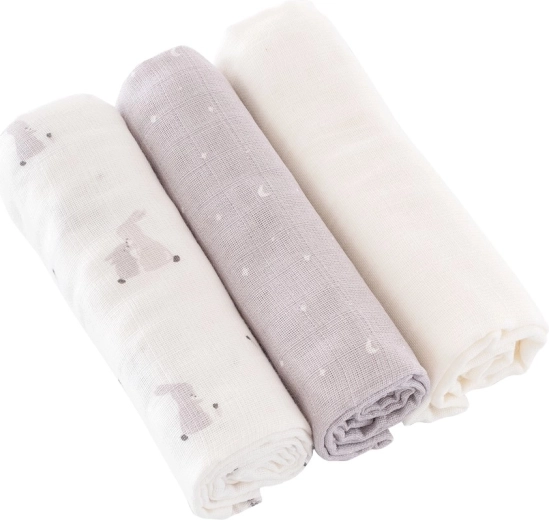 Träumeland pannolini in tessuto Hophop Bunny Grau 80 × 80 cm (3 pz)