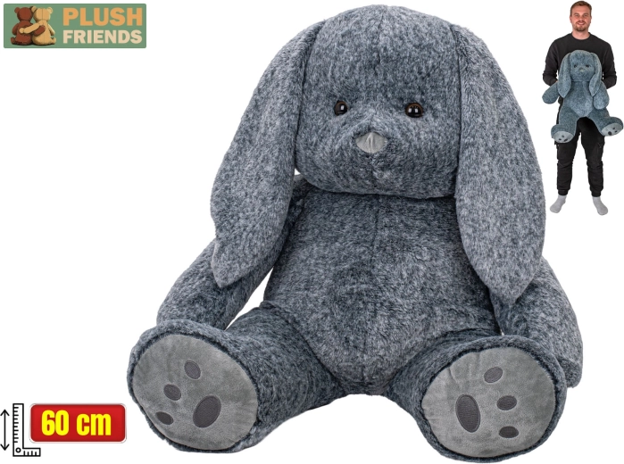 Coniglietto di peluche seduto 60 cm grigio Plush Friends