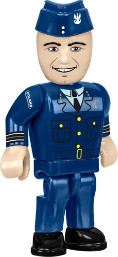 Minifigure del pilota e targhetta informativa per l’aereo