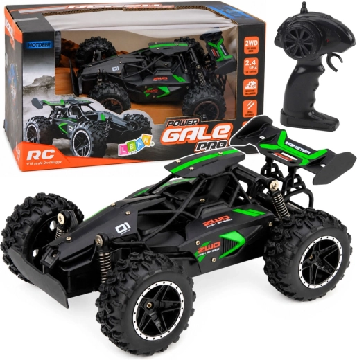Auto RC fuoristrada 1:18 2,4 GHz, nero-verde, fino a 15 km/h