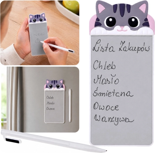 Blocco per appunti magnetico da frigo a forma di gatto con stilo - 1 pezzo