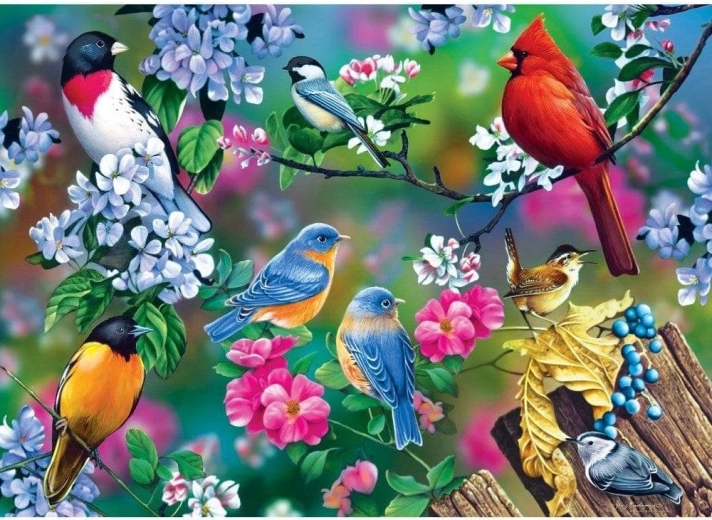 Puzzle Masterpieces Audubon collage di uccelli canori 1000 pezzi