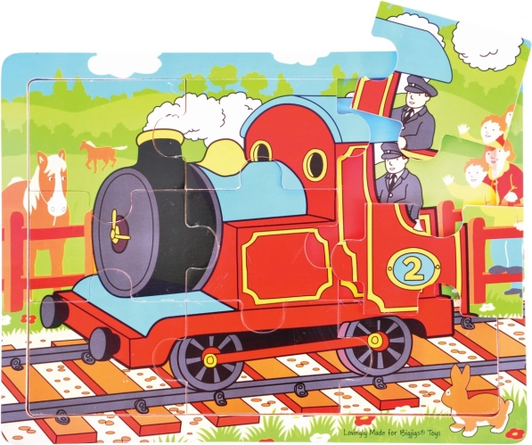 Puzzle in legno Treno, 9 pezzi – BIGJIGS TOYS