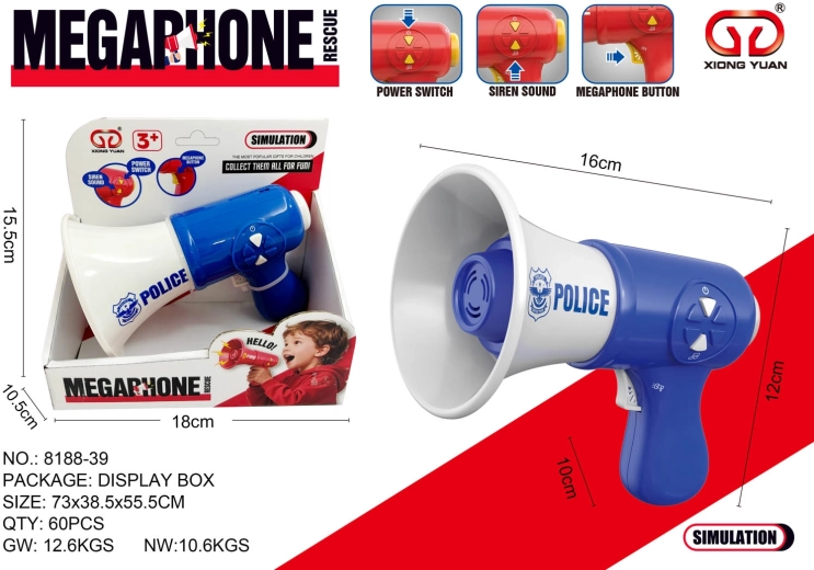 Megafono della polizia blu per bambini