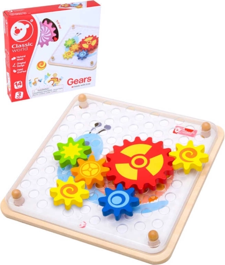Puzzle in legno con ingranaggi e schede modello