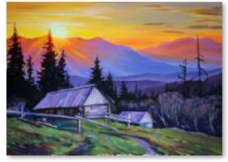 Pittura con diamanti – montagne al tramonto 40 × 30 cm