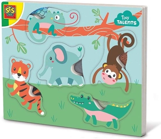 Puzzle tattili in legno SES con animali