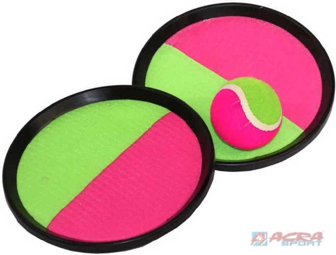 ACRA gioco Catch ball con 2 racchette e pallina con chiusura a strappo