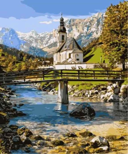 Norimpex dipingere con i numeri Chiesa in montagna 40 × 50 cm