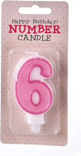 Candelina per torta numero 6 rosa