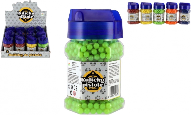 Palline di plastica per pistola giocattolo 6 mm, 1200 pezzi, mix di colori