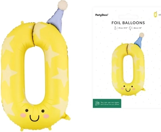 Palloncino in foil numero 0 giallo 86 cm