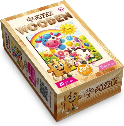 Puzzle in legno WOODEN CITY mucca arcobaleno, 20 pezzi