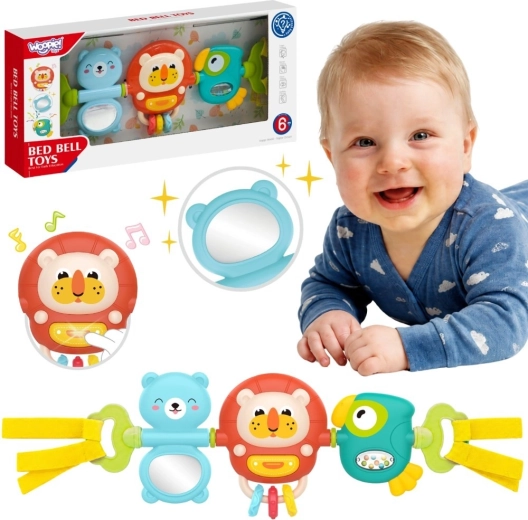 Woopie Baby pannello sensoriale sospeso per passeggino e culla con sonaglio e specchietto 6m+