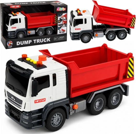 Camion ribaltabile per bambini Dump Truck con luci e suoni, rosso-bianco